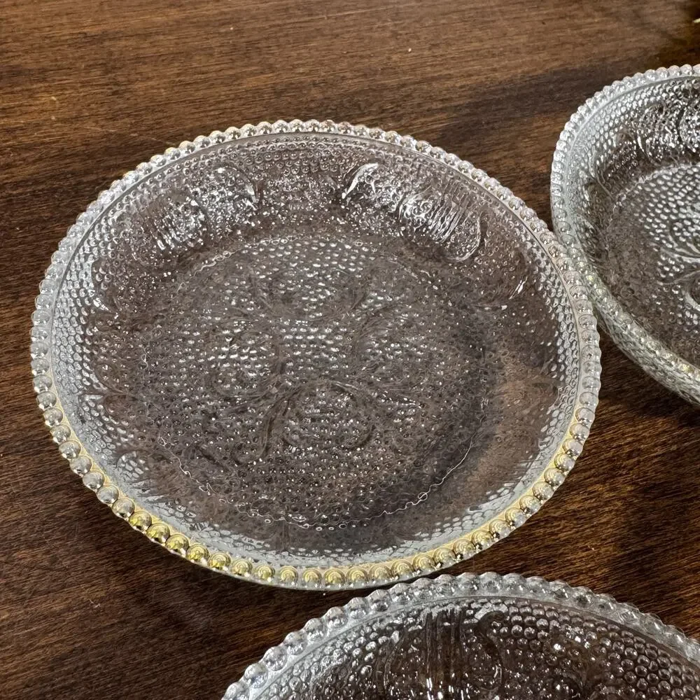 Vintage Jeanette Glass Coasters Clear Gold Rims 3.25